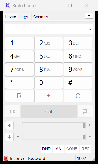 Krato Phone, softphone da Krato para os ramais do PABX